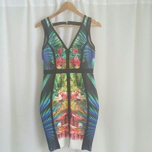 Tropical bandage dress