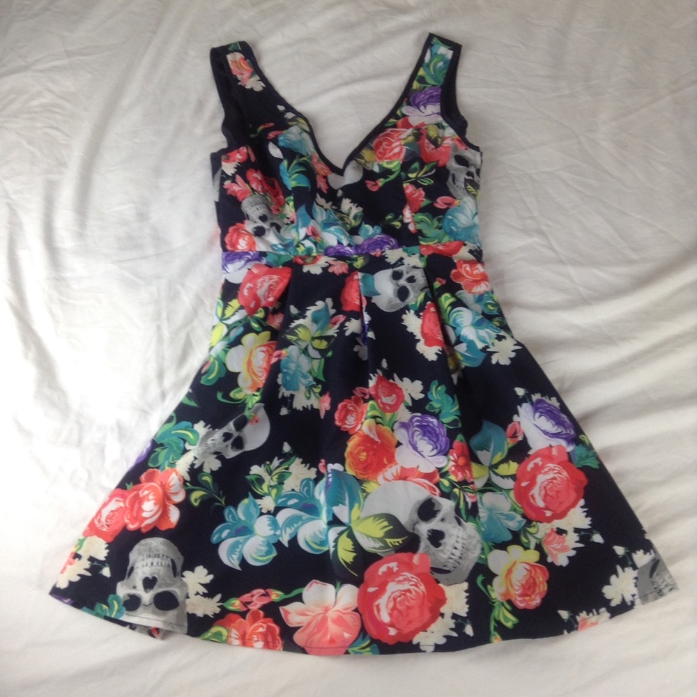 Iron Fist Skull Floral Rockabilly Pinup Dress