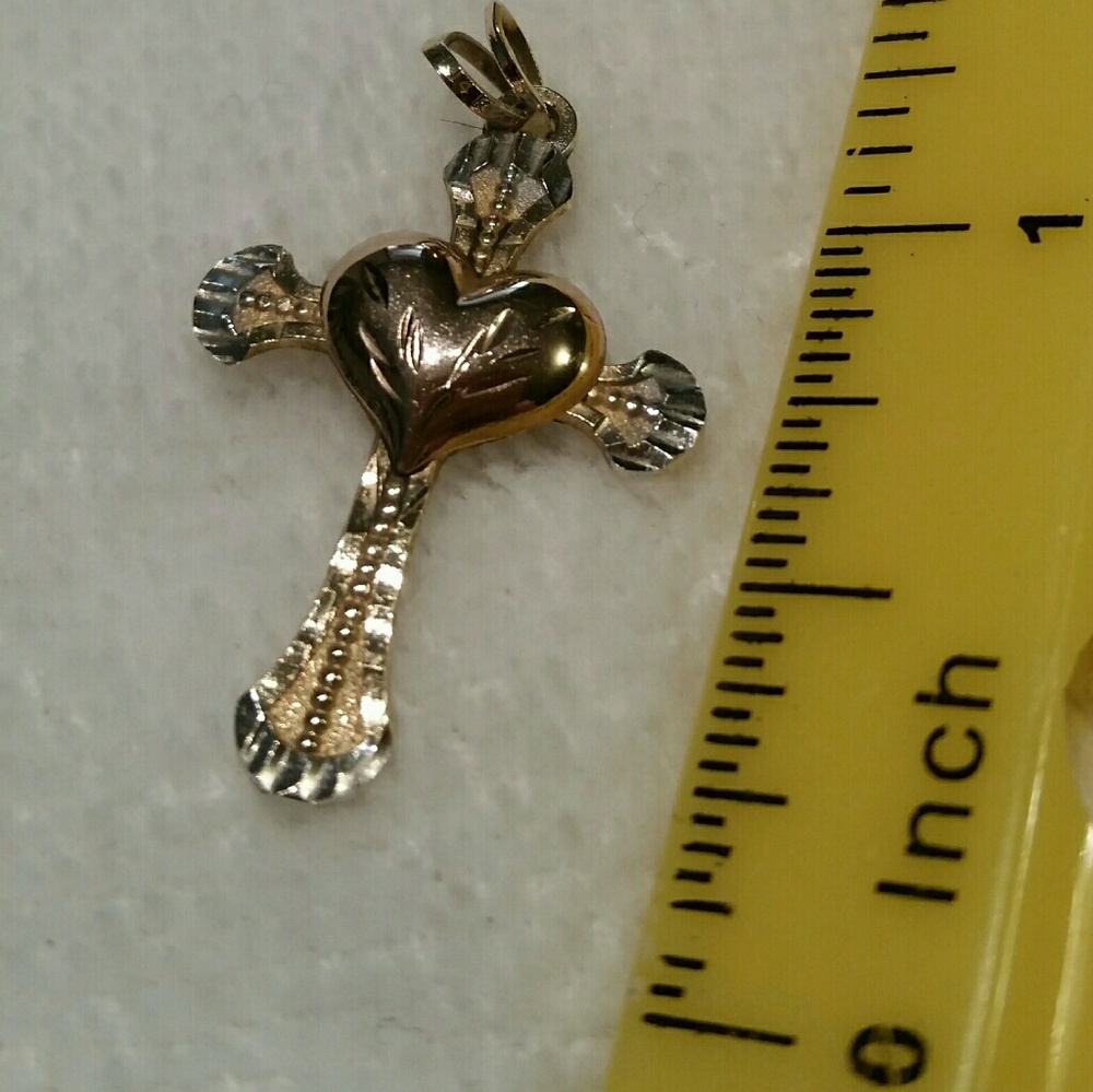 Tri-gold real gold cross pendant