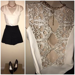 NWOT Stunning Cream lace back top S
