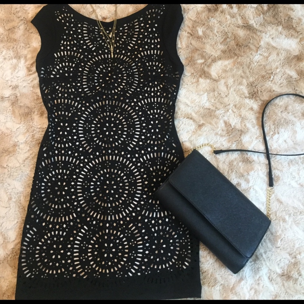 Zara W&B Collection Laser Cut Out Dress