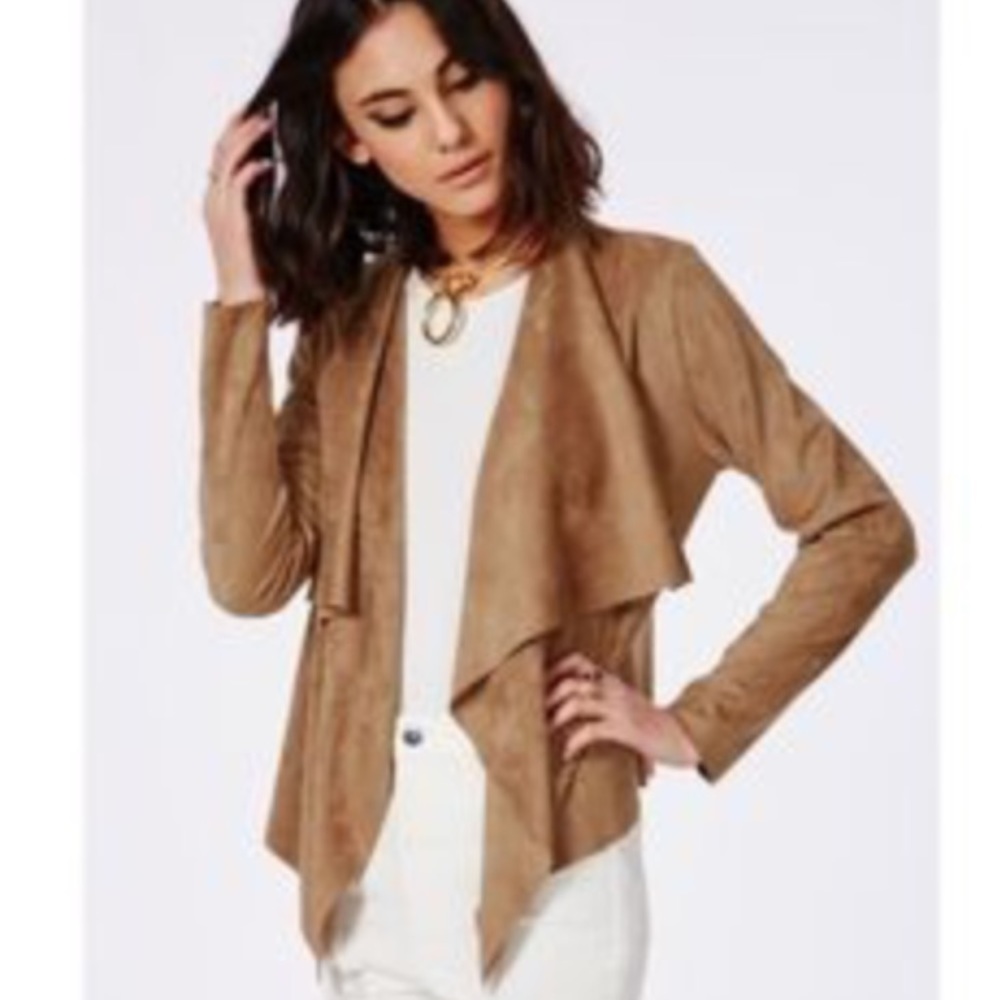Katherine Barclay suede open front blazer.