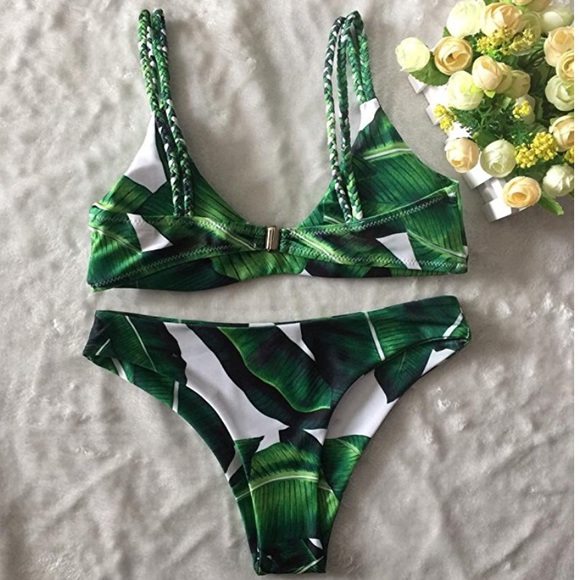 💕LAST ONE!! Green Leaves Bikini Set - Picture 3 of 5