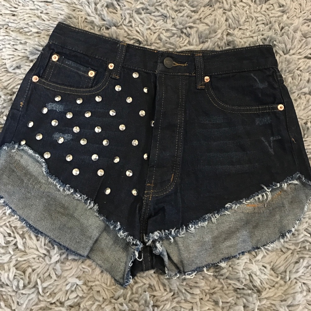High Waisted Studded Jean Shorts
