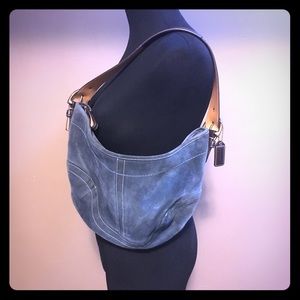 Coach blue suede shoulder bag
