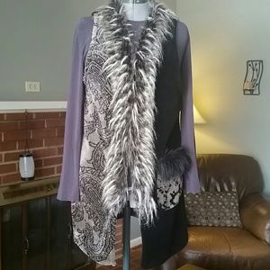 Lee Andersen Faux Fur Trimmed Long Vest