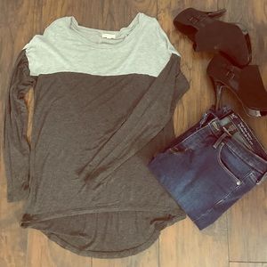 Two tone grey long sleeve shirt