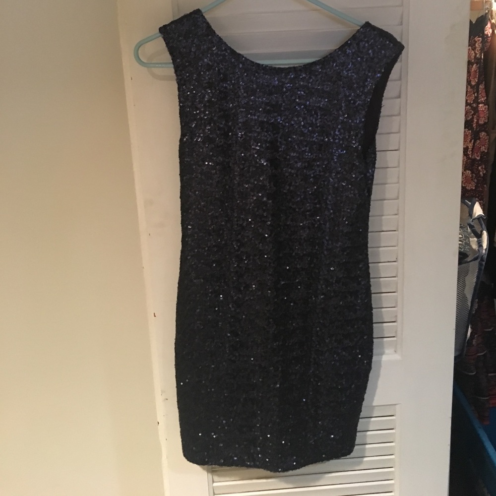 Free people navy sequin body con dress
