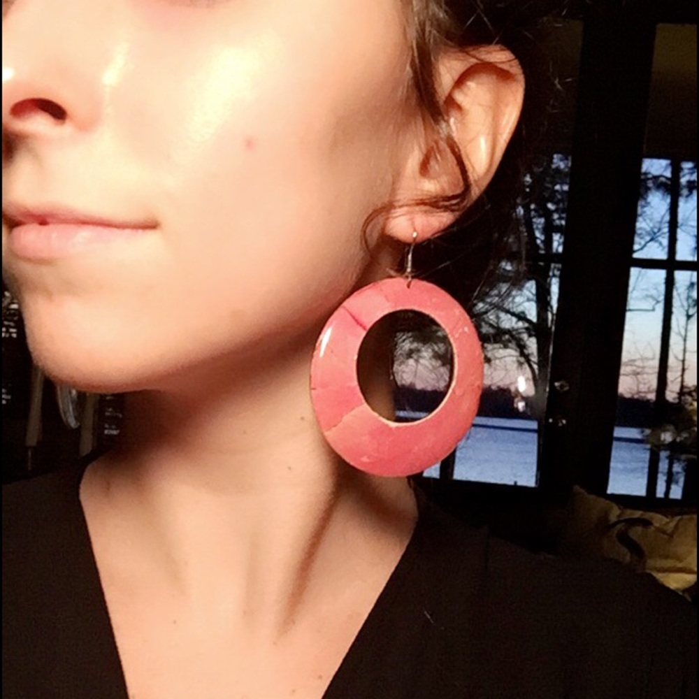 Anthropologie Pink Hoop Earrings