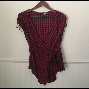 Anthropologie gingham blouse 6