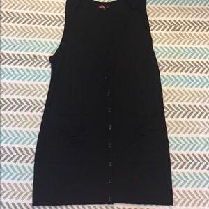 F21 black button down long vest