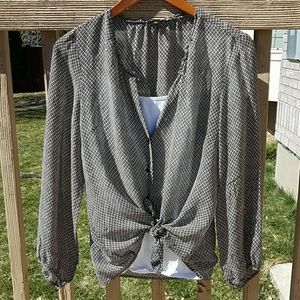 Ann Taylor 100% Silk Long Sleeve Crepe Blouse