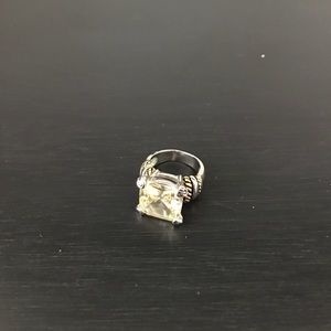 Silver/gold Cocktail Ring with Yellow Stone.
