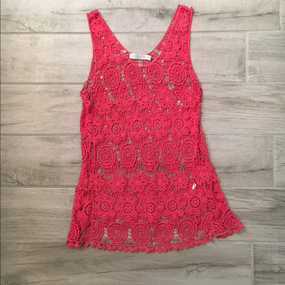 Pink lace overlay top