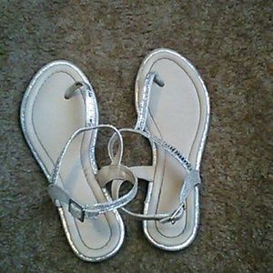 Flat silver sandals
