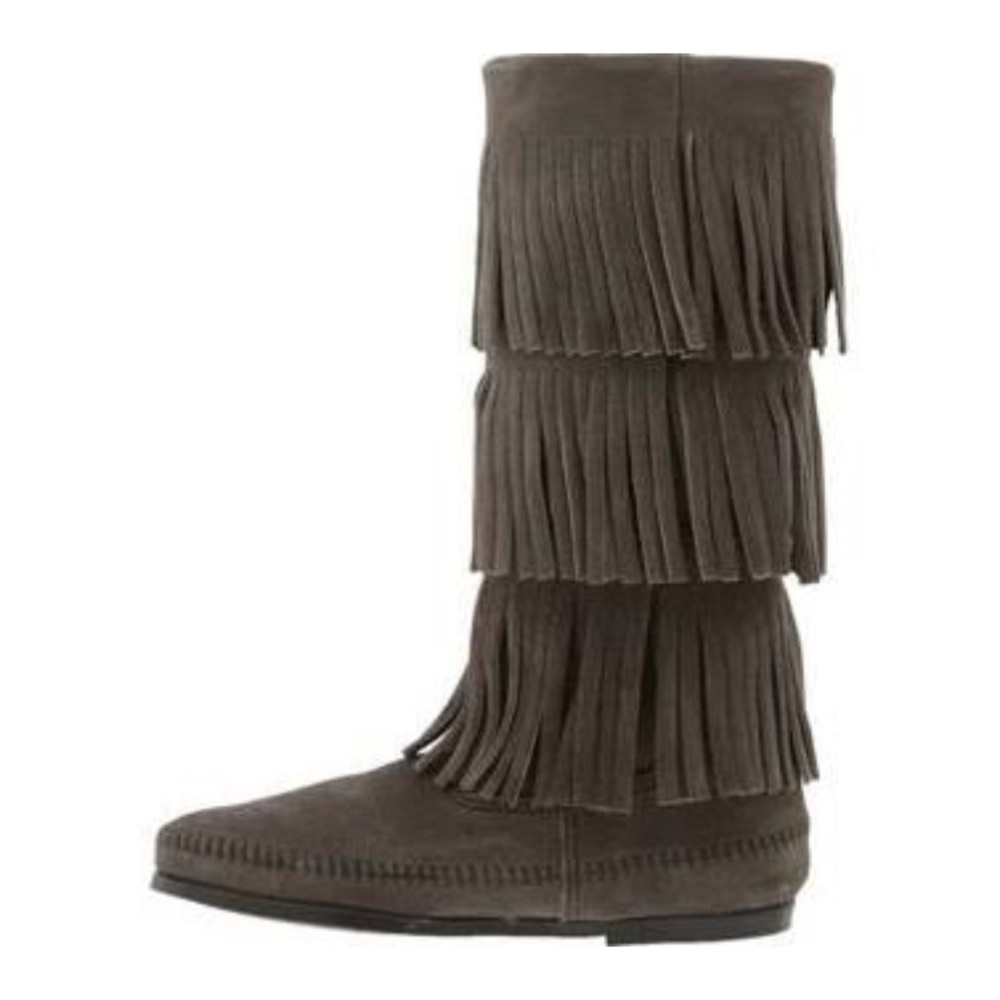 Minnetonka 3-Layer Black Fringe Boots
