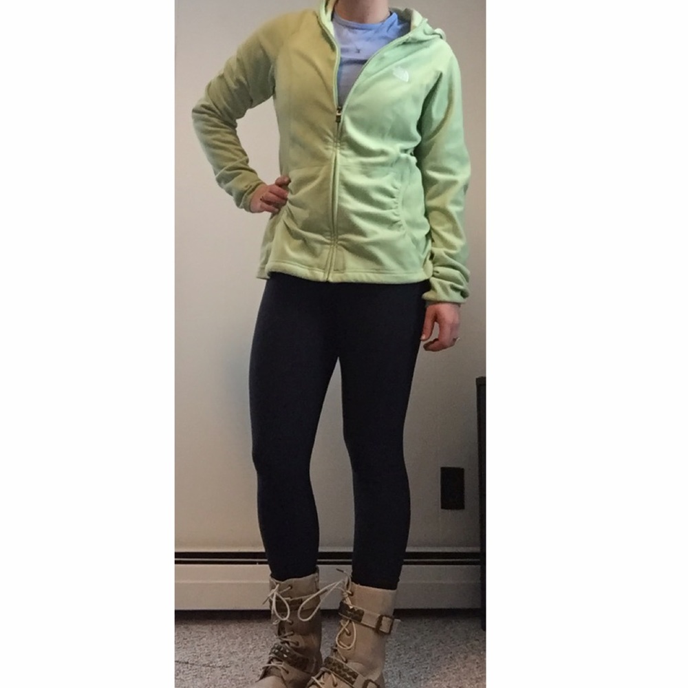 North Face Light Green Fleece Zip Up Hoodie