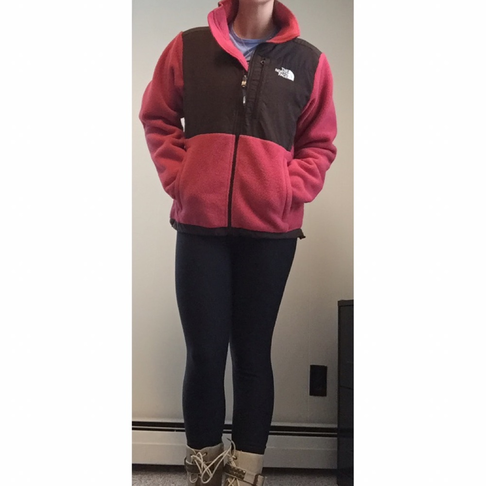 North Face Pink and Brown Fleece Jacket