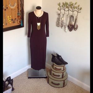 Never worn! Pretty dark plum long knit dress