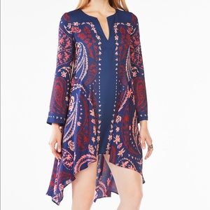 BCBG Geena Paisley Print-Blocked Dress