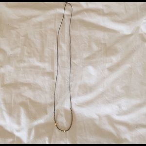 Black cord with gold beads necklace, 24"