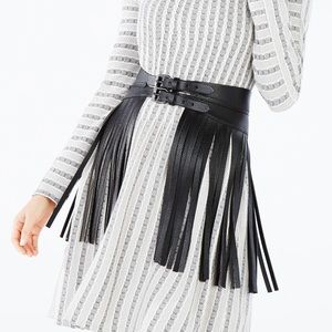 Waist cinched belt with fringe