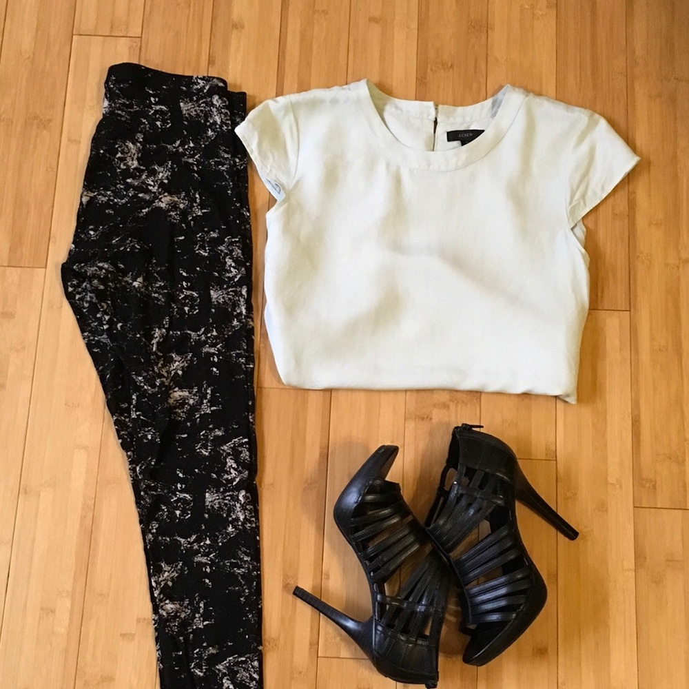 J.Crew Tall Drapey oxford crepe cap-sleeve top