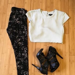 J.Crew Tall Drapey oxford crepe cap-sleeve top