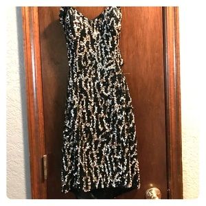 Strapless black & gold sequin prom/cocktail dress