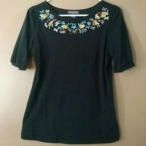 Banana Republic Pin Up Black Embroidered Top