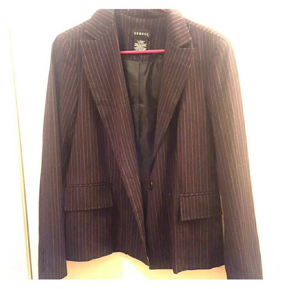 George brand black pinstripe suit jacket