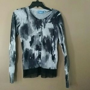 Simply Vera Wang Space Dye Cardigan Black Lace Hem