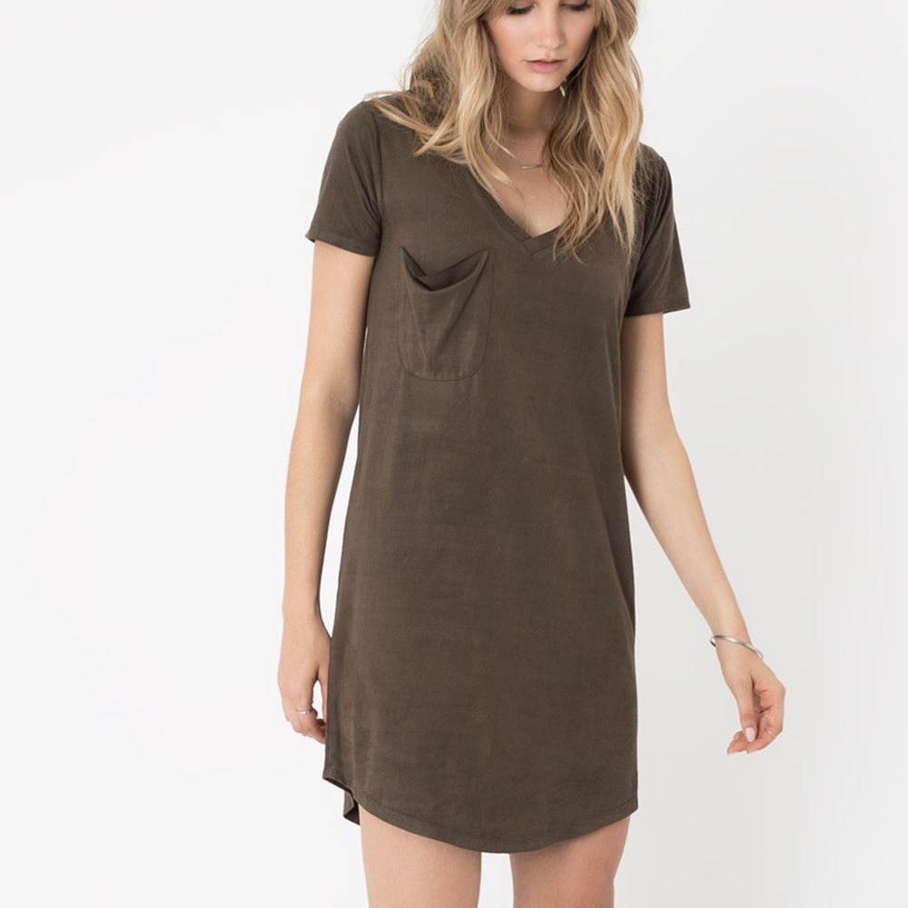 Suede T-Shirt Dress Olive/Army Green