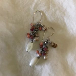 Coral and white earrings