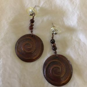 Silver and brown/copper earrings