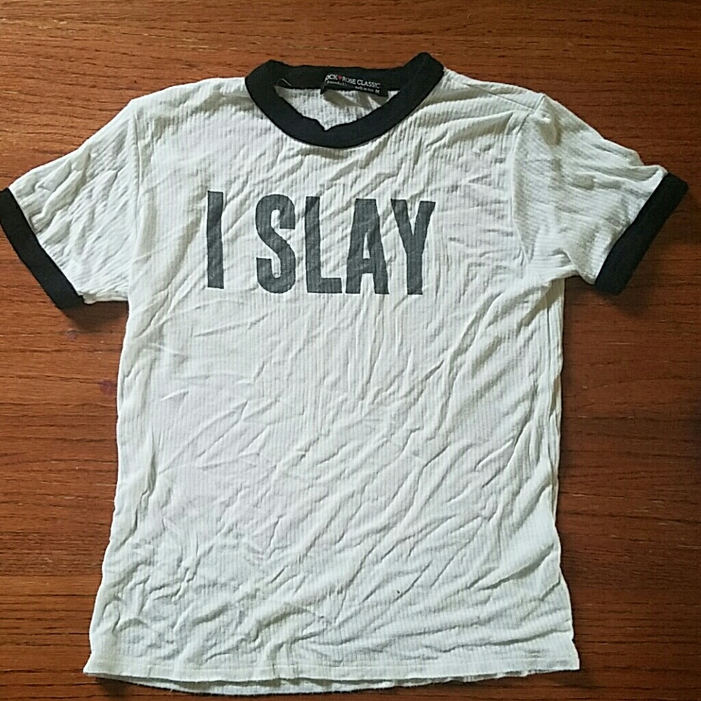 "I Slay" Crop Top Shirt (M)