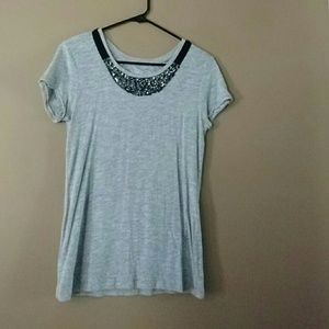 Ann Taylor Loft S Beaded necklace Grey Jersey T