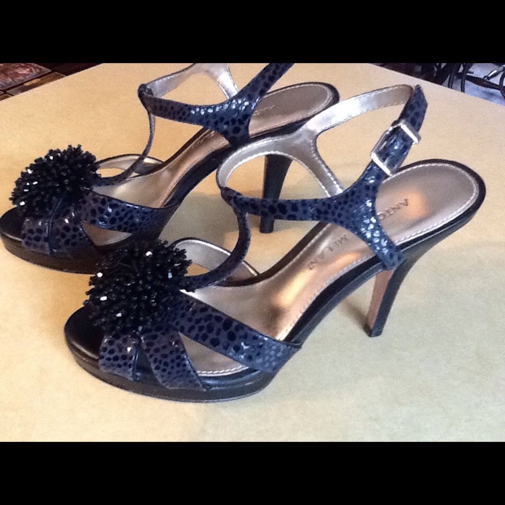 Antonio Melani black snakeskin print ankle strap