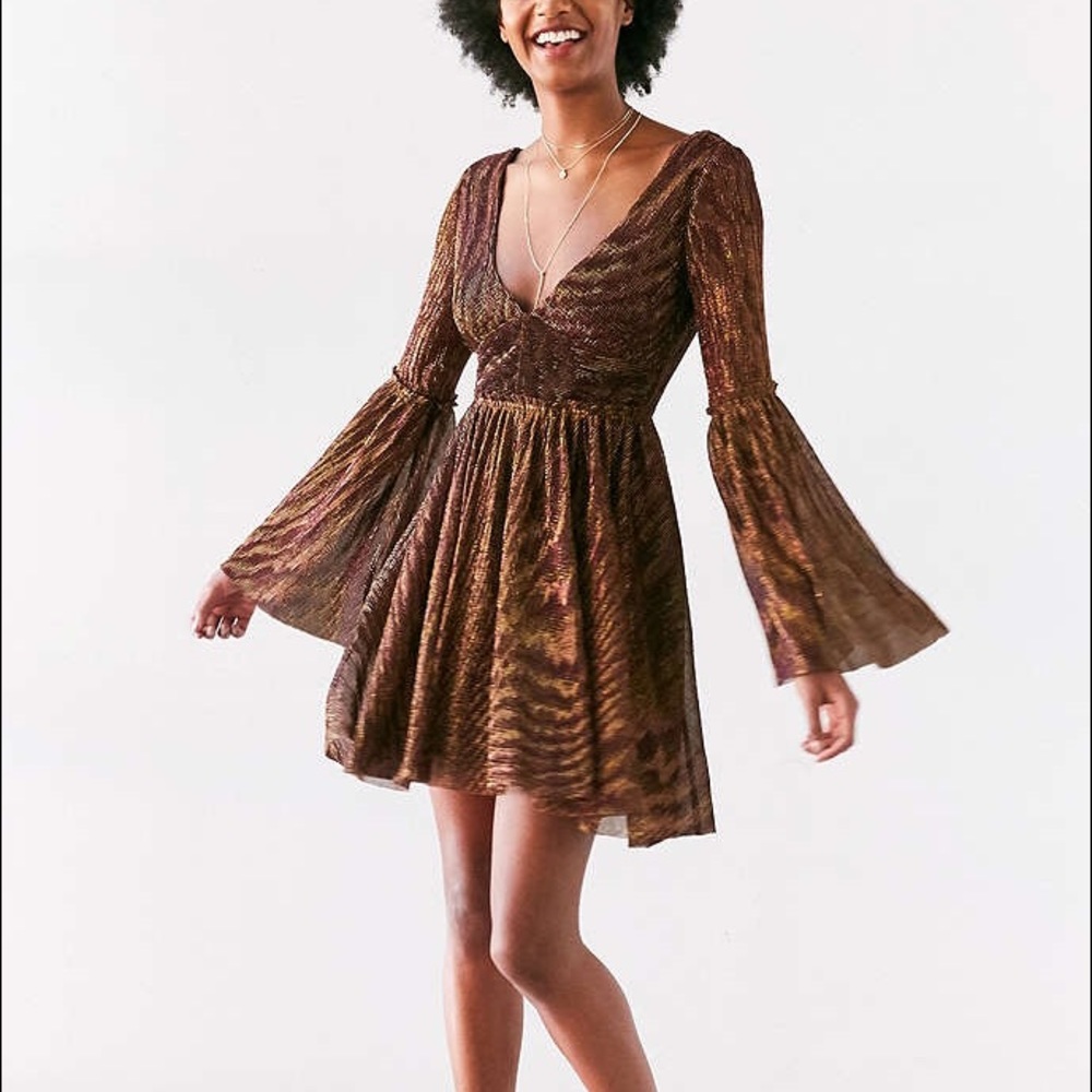 Urban Outfitters Glitter Bell Sleeve Dress
