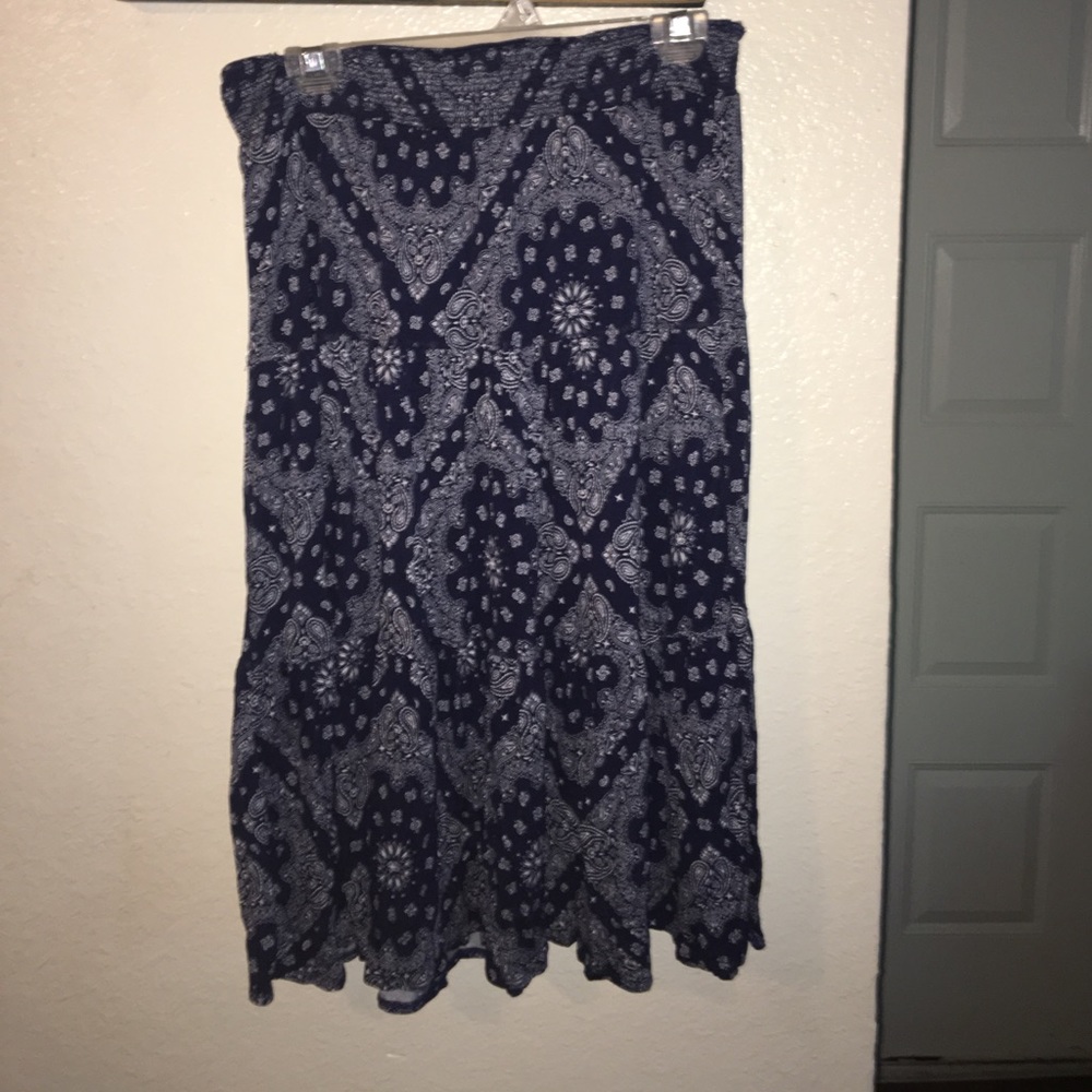 Flowy Blue Paisley Boho Skirt