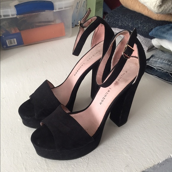 Chinese Laundry Black Avenue Platforms 10 Heels - Picture 3 of 3