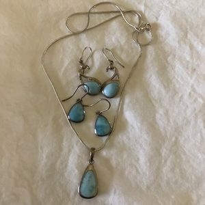 Light blue stone necklace and matching earrings
