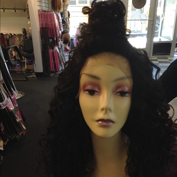 New long curly black wig 5X5 Freepart Lacefront main image 5
