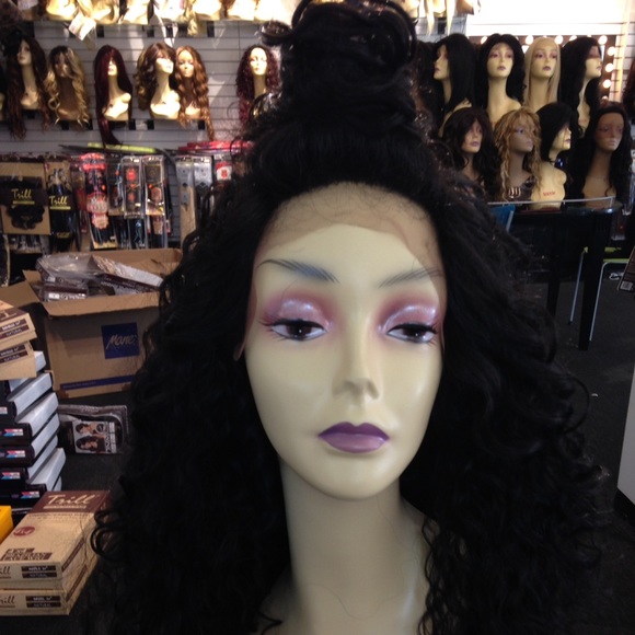 New long curly black wig 5X5 Freepart Lacefront main image 4