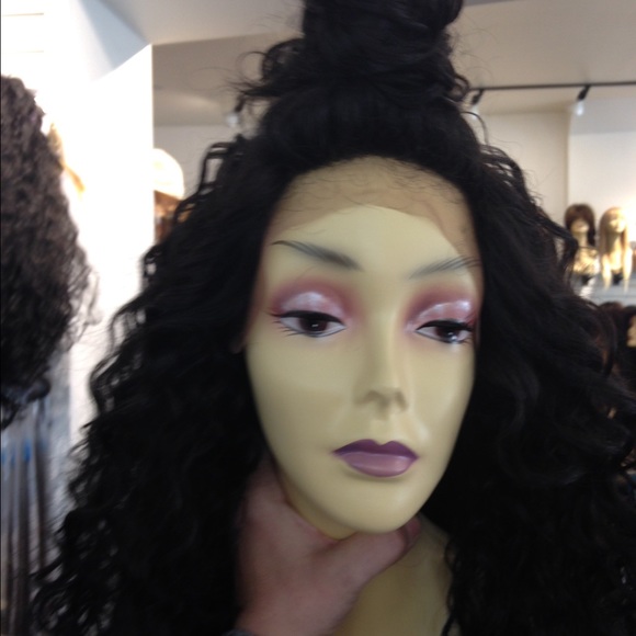 New long curly black wig 5X5 Freepart Lacefront main image 8