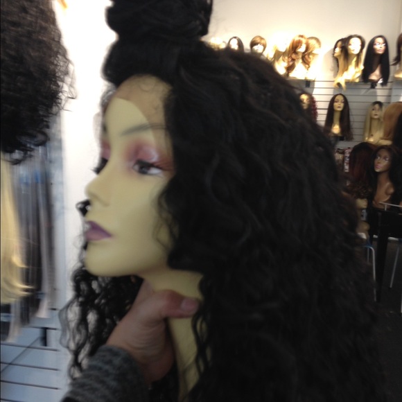 New long curly black wig 5X5 Freepart Lacefront main image 6