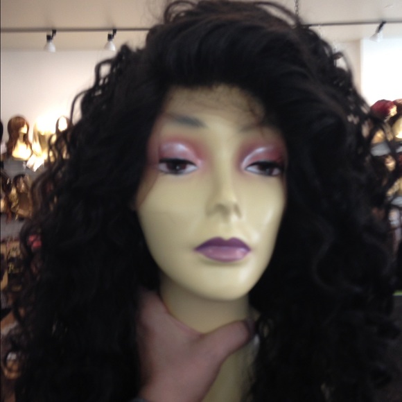New long curly black wig 5X5 Freepart Lacefront main image 7