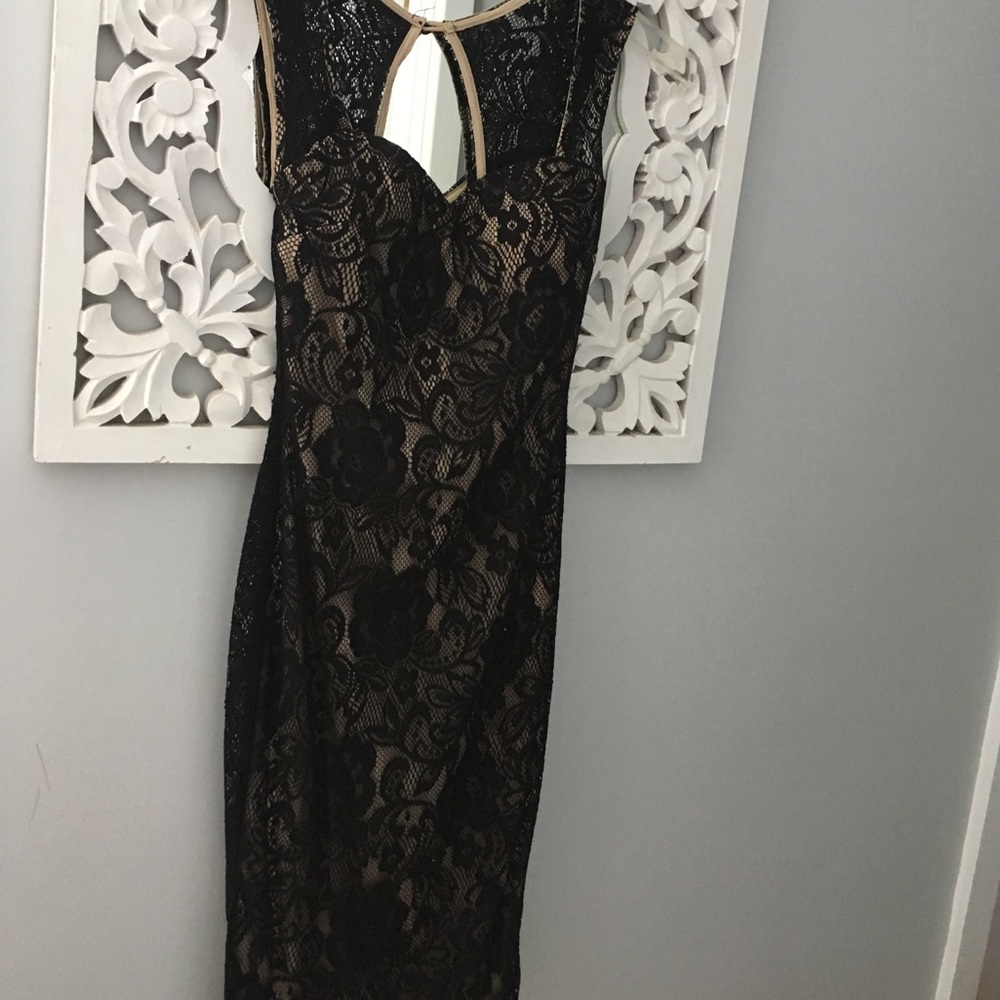 Black lace sweetheart dress