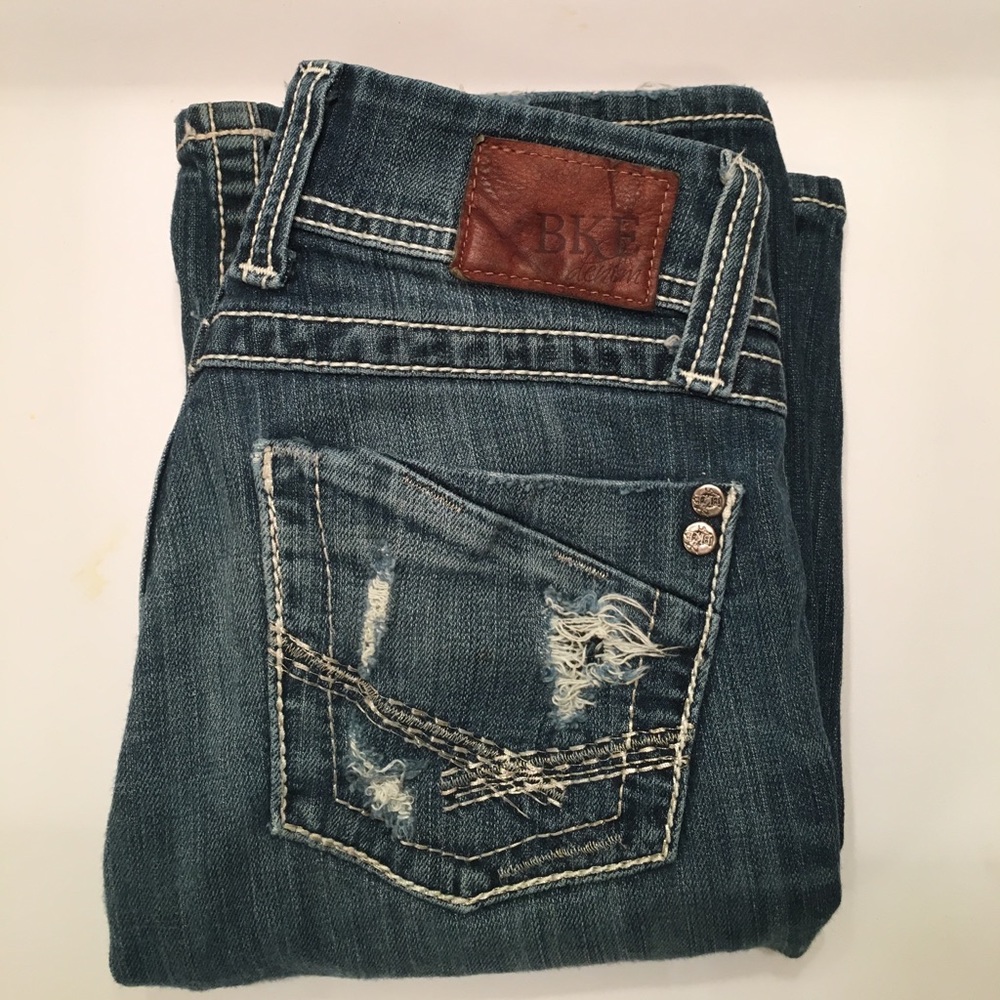 Destroyed Buckle Bootcut Jeans