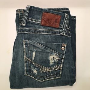 Destroyed Buckle Bootcut Jeans